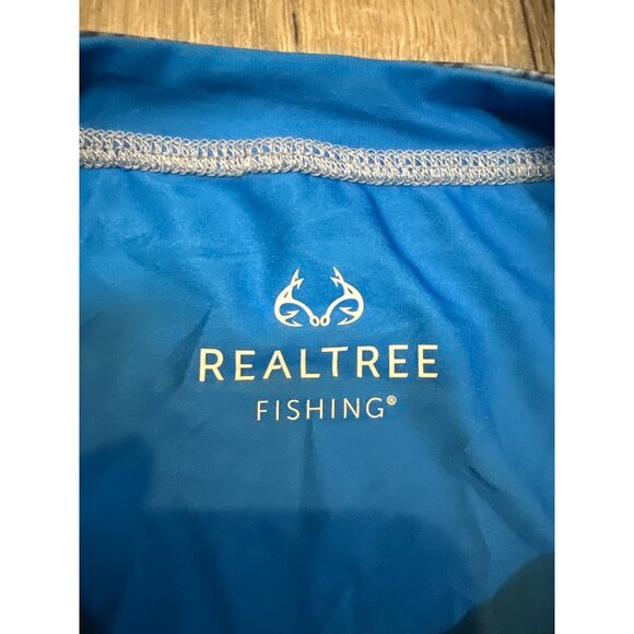 Realtree Fishing 2XL Mens Long Sleeve Performance Fishing Shirt Gray & Blue Poly - Picture 2 of 7